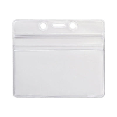 Horizontal Badge Holder Business Card Size With 3 Hole & Zipper 12/pk