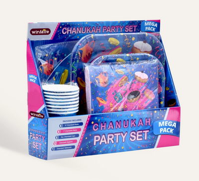 Mega Chanukah Party Set of 8 - Pink & Blue