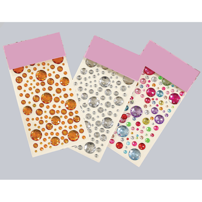 Adhesive Rhinestone Round Assorted 120/pk