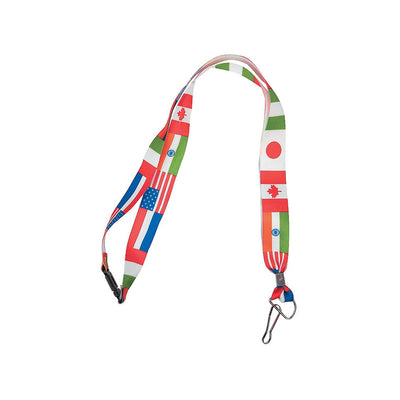 Flag of All Nations Breakaway Lanyards 18" with a 1" metal clip - 12Pc.