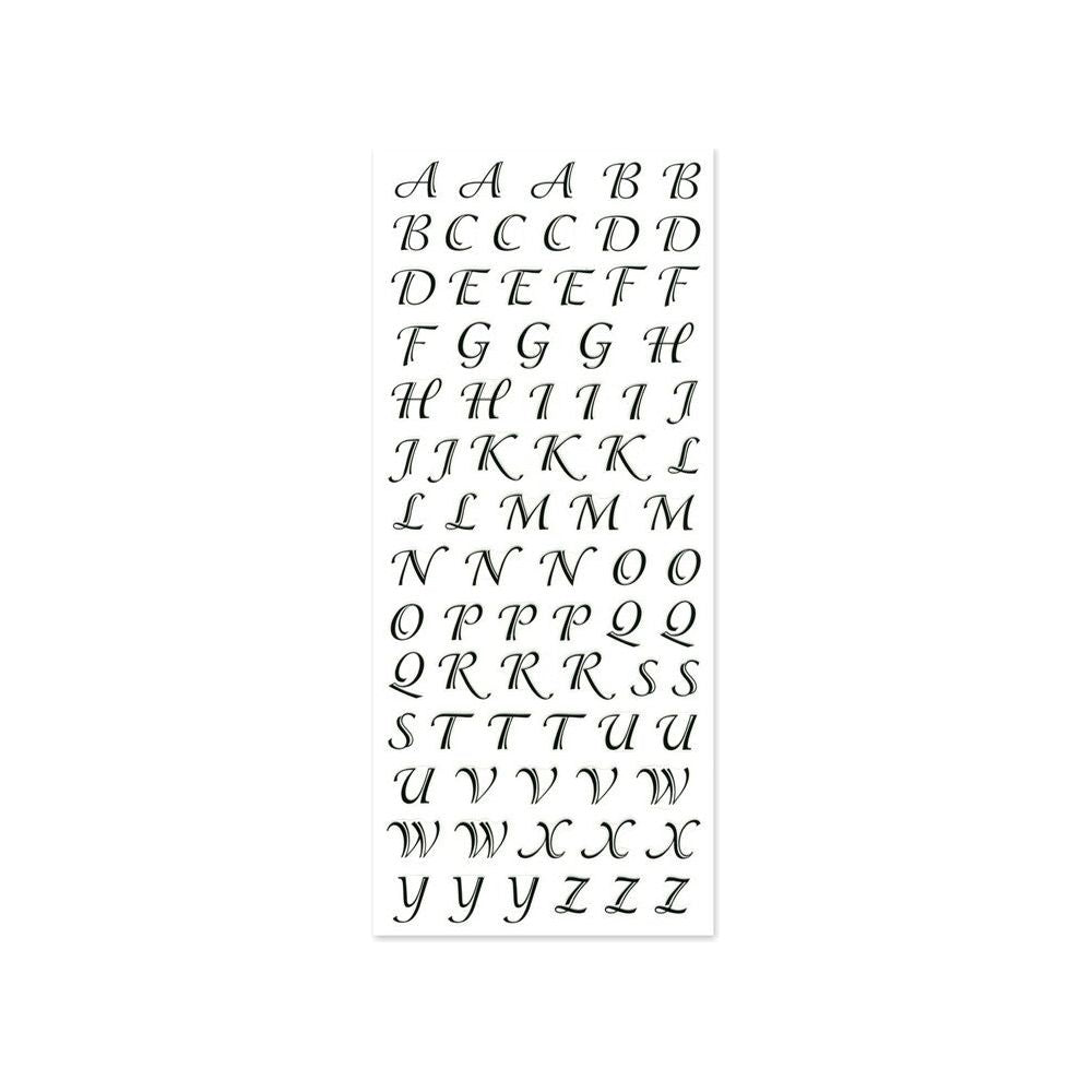 Paper Alphabet stickers Black script (1 Sheet)