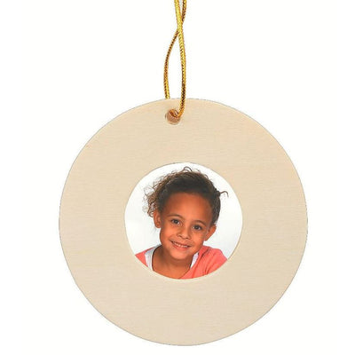 DIY Wood Round Picture Frame Ornaments 3 1/4" holds a 2" photo - 12 Pc.