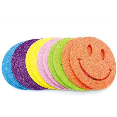 Smile Face Adhesive Glitter Foam Shape 3" 12/pk