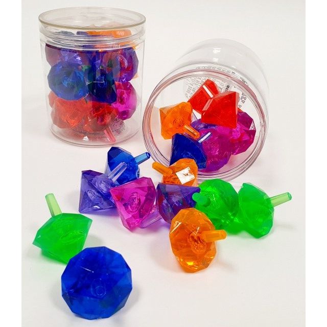 Crystal Neon Dreidels 18/pk