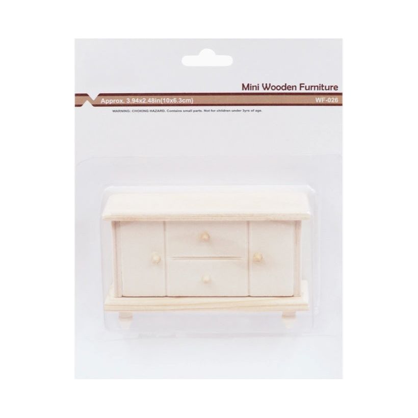 Mini Wooden Furniture - Low Chest Drawer, 1-ct