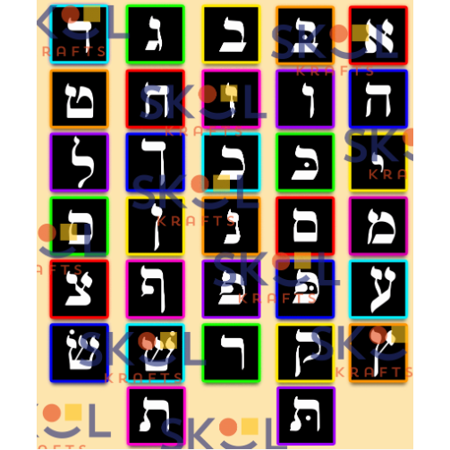Colored Square Alef Bais Poster 18" x 24" Laminated