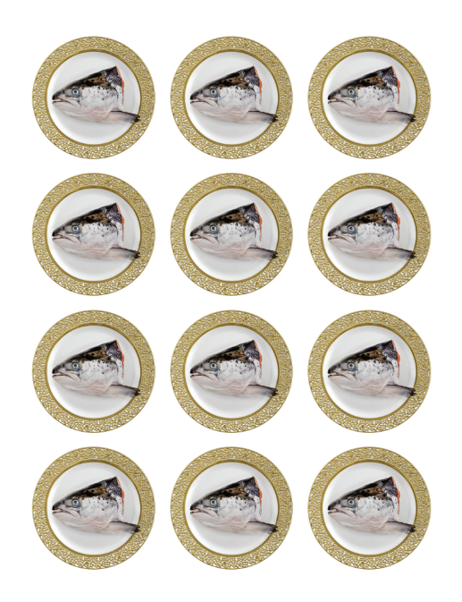 Fish Head Stickers Round 32mm Color Print 10/pk