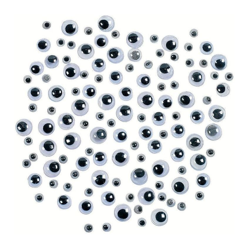 Adhesive Wiggle Eyes (Assorted Sizes, 528/pk, 12 Sheets)