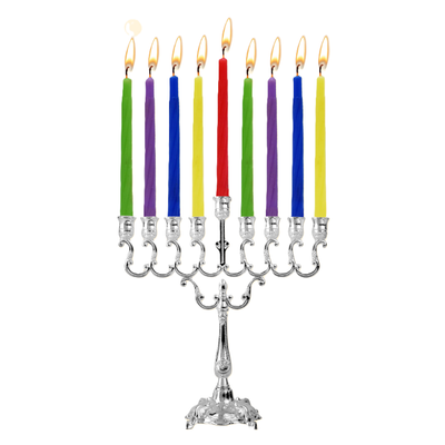 Silver Plated Candle Menorah 7.5"x6.5"