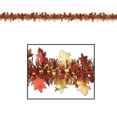 Metallic Autumn Leaf Garland 2" x 12'  1/Card