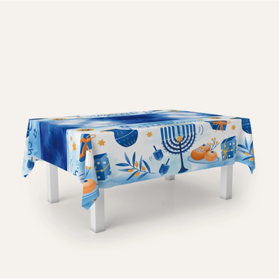 Chanukah Table Cloth - Blue Design 55" x 92"