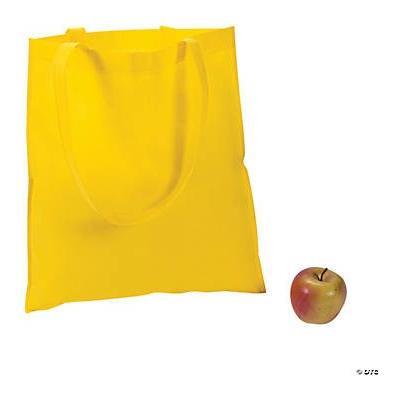 Yellow Tote Bags 15" x 17" with 10" Handle 12/pk