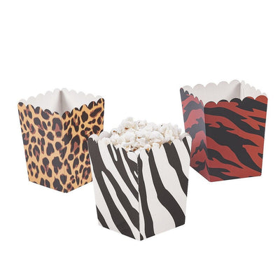 Mini Animal Print Popcorn Boxes 3" x 3" x 4" - 24 Pc.