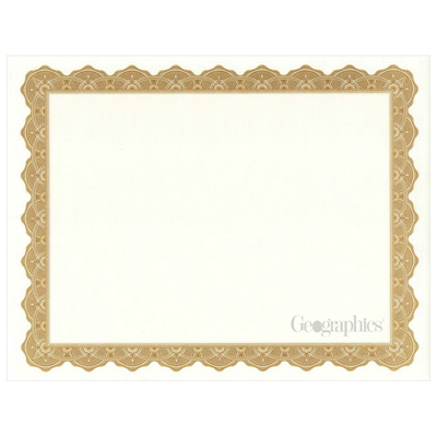 Optima Parchment Certificate Paper 8 1/2" x 11" 50 Sheets Gold