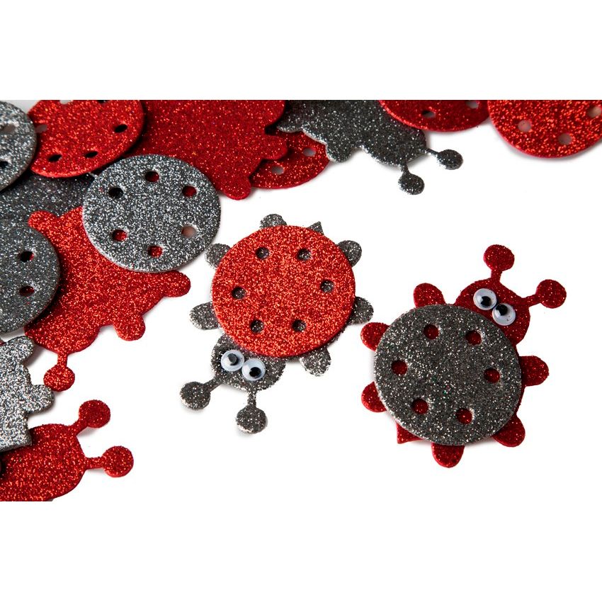Lady Bug Sparkle Foam Shapes 2 3/4" x 2 1/4" 20/pk (Discontinued)