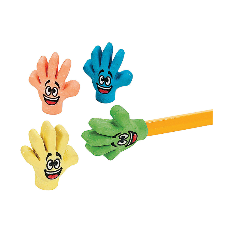 High Five Hand Eraser Toppers 12PK