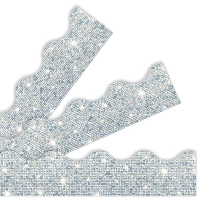 Silver Sparkle Scalloped Border 2 3/16” x 35” 12/pk (Discontinued)