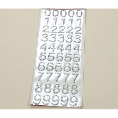Adhesive Rhinestone Numbers Silver 50/pk