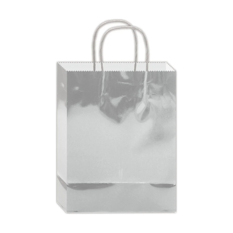 Glossy Gift Bag Silver 8.8x5.5x3.5"