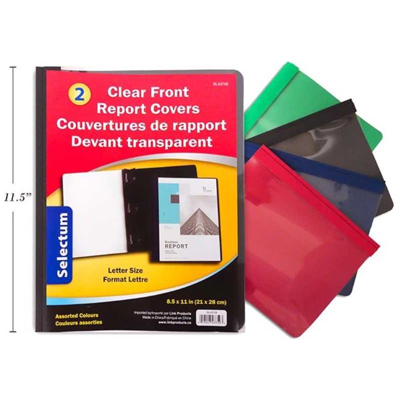 Clear Front Report Cover With Prong 2/pk