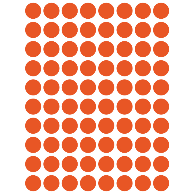 Color Coding Dot Stickers All 1/2" Orange 13mm Color Print 32/pk