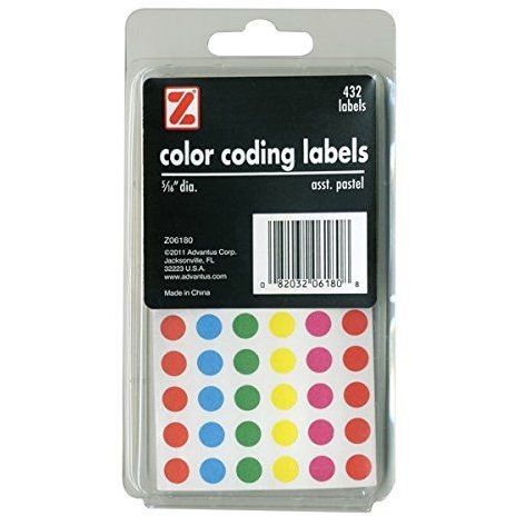 Color Coding Assorted Labels 5/16" 423/pk