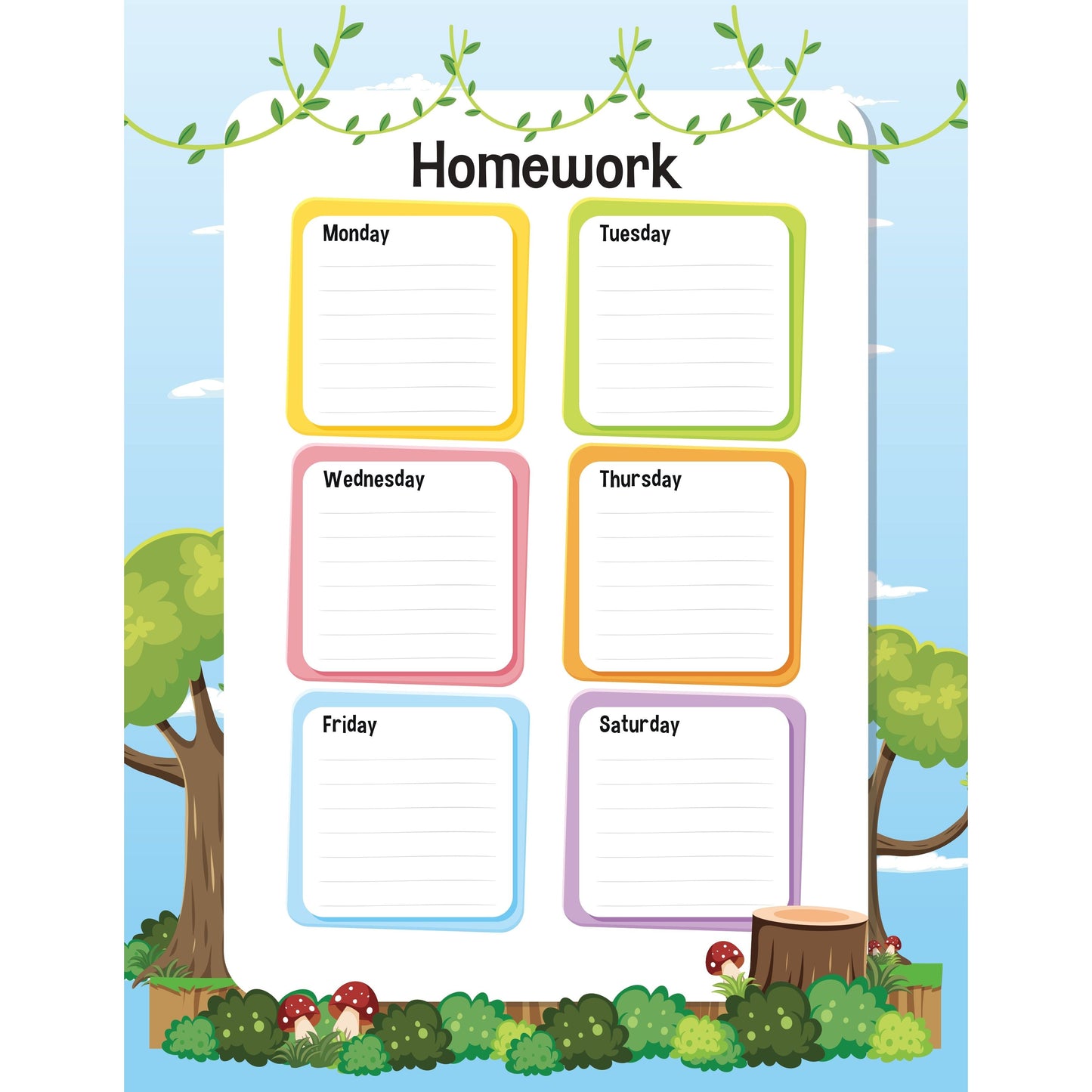 Homework sheet - jungle 8.5" x 11" 12/pk