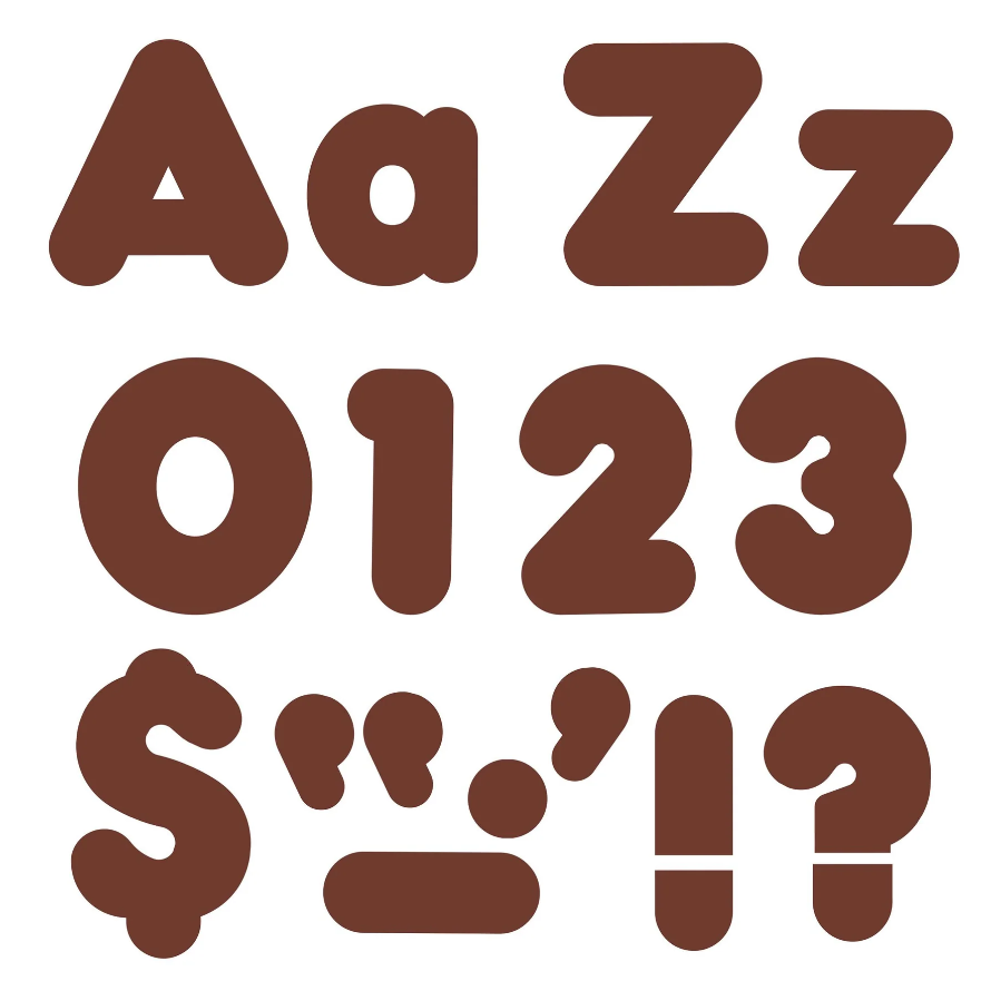 Chocolate Brown Casual Uppercase/Lowercase Combo Pack Ready Letters 4" 1pc (Discontinued)