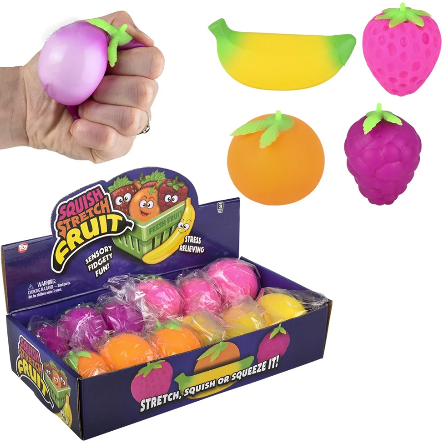Squish Stretch Fruit Assortment 2"- 4.75" 12/pk