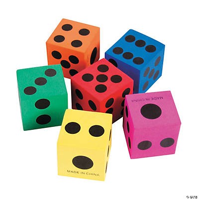 Foam Dice 1.5" 6/pk
