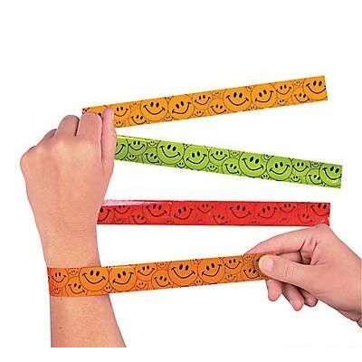 Plastic Smile Face Slap Bracelets 12/pk