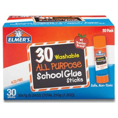 Elmer's Glue Stick Classroom Pack, 0.24 Ounce, Clear, Pack of 30