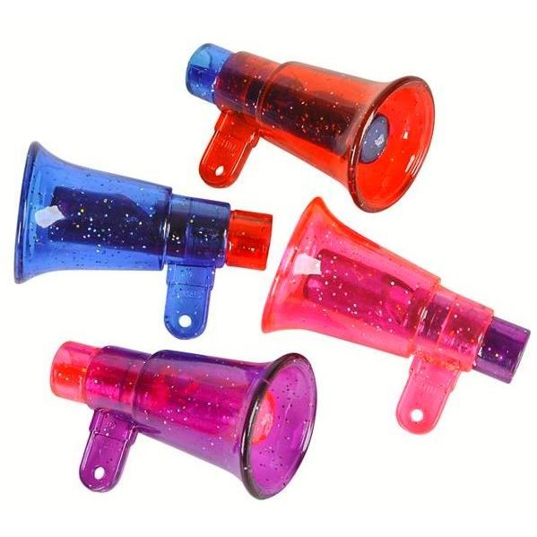 Glitter Megaphone Whistle 2" 12/pk