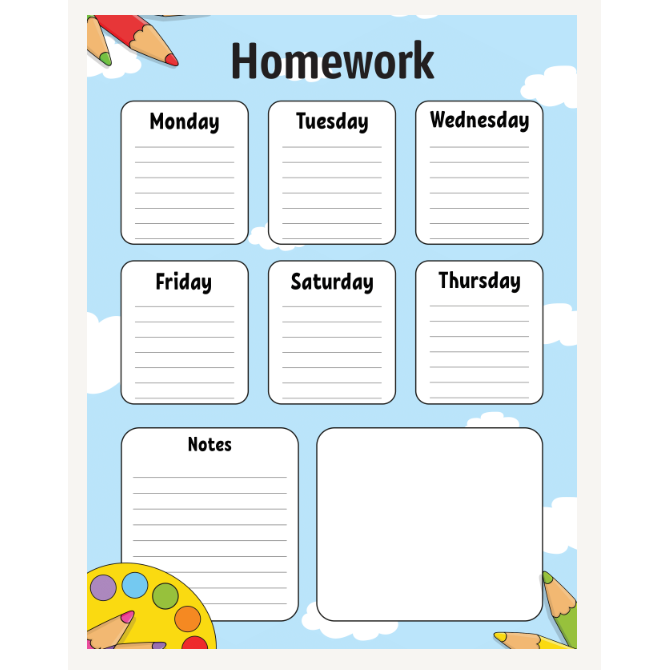 Homework sheet - sky 8.5" x 11" 12/pk