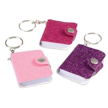 Mini Glitter Notebook Key Chains 12/pk