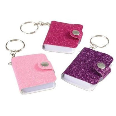 Mini Glitter Notebook Key Chains 12/pk
