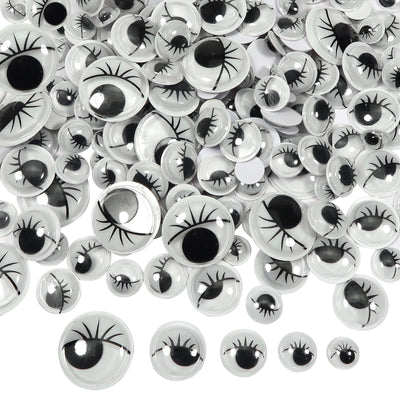 Paste On Wiggle Eyes With Eyelash (Assorted Size, 88/pk)