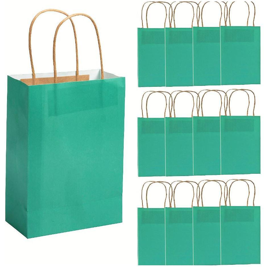Paper Gift Bags With Handle 6 1/2" x 3 1/4" x 9" (Green) 12/pk