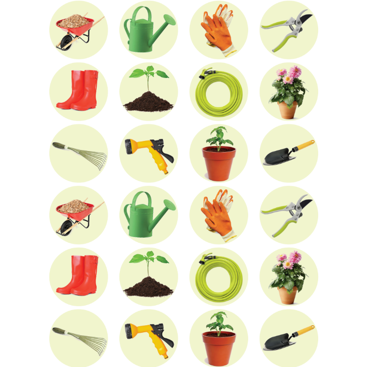 Gardening Sticker 1 1/2"  Round 25mm Color Print