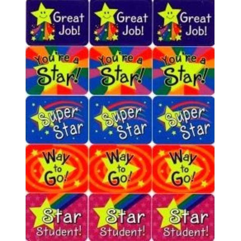 Applause Stars Success Stickers 1 3/8" X 1" 120/pk