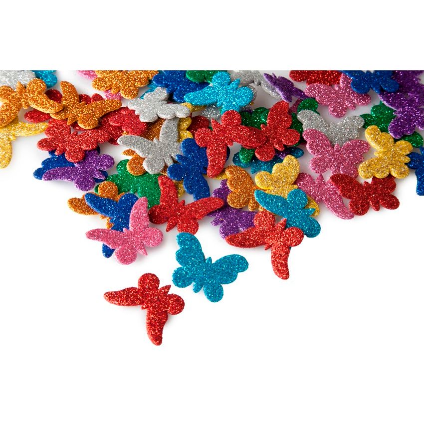 Mini Butterfly Foam Shapes Sparkling 1 1/4" x 1" 100/pk