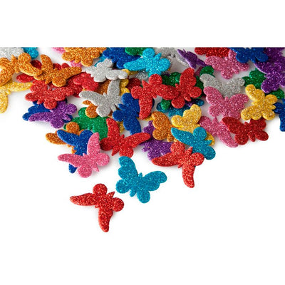Mini Butterfly Foam Shapes Sparkling 1 1/4" x 1" 100/pk