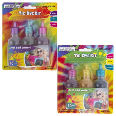 Tie Dye Kit Inludes 3 dyes, Rubberbands, Gloves