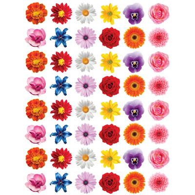 Flower sticker 3/4" Round 19mm Color Print 10/pk