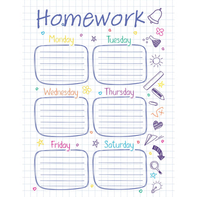 Homework sheet - hand doodles colorful 8.5'' x 11" 12/pk
