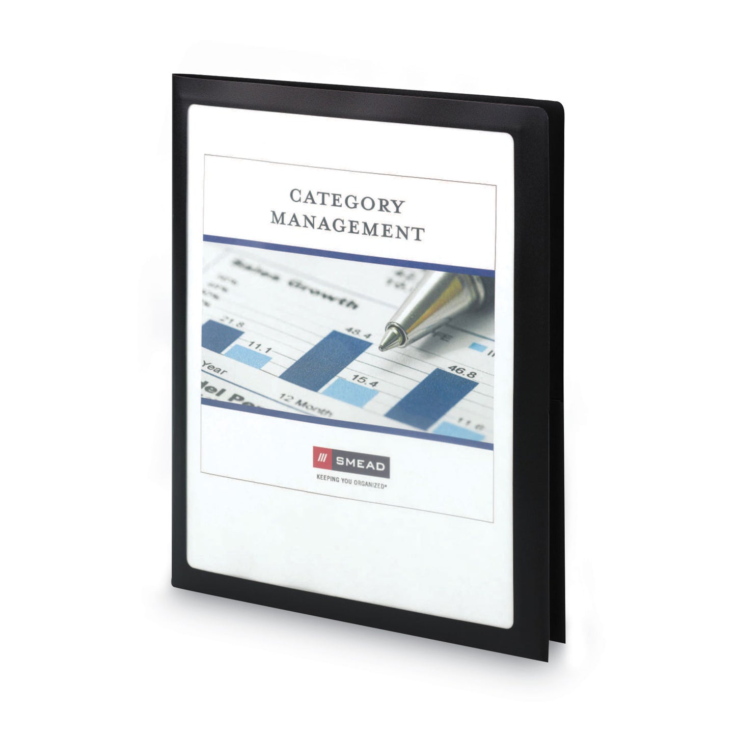 Clear View 2 Pocket Poly Folder Black 1/pc