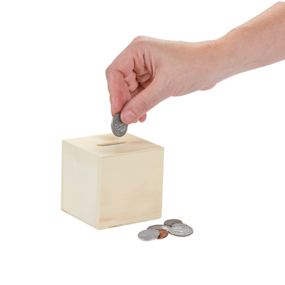 DIY Wood Block Bank Pushka 12/pk 3" x 3" x 3"