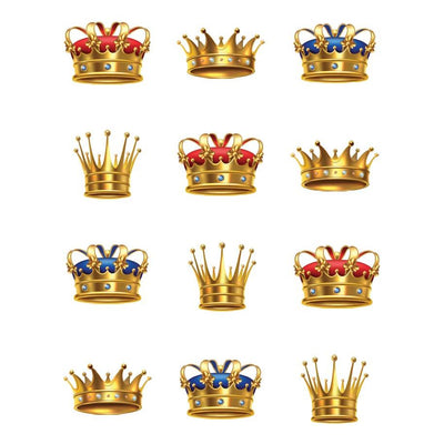 Crown Sticker Round 32mm Color print 10 /pk