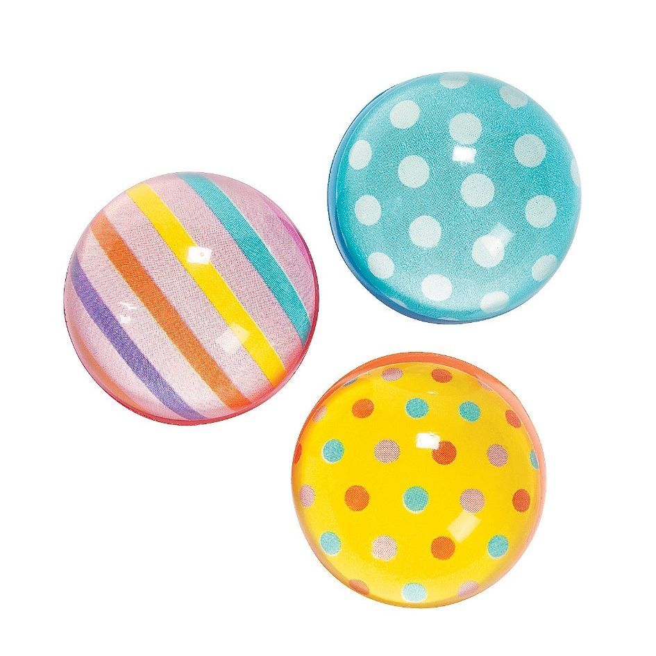 Rubber Stripes And Dots Bouncing Ball 1.5" 12/pk