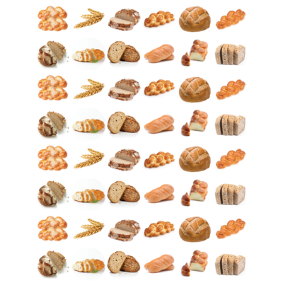 Bread Assortment Stickers Round 19mm Color Print 10/pk